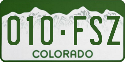 CO license plate 010FSZ