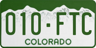 CO license plate 010FTC