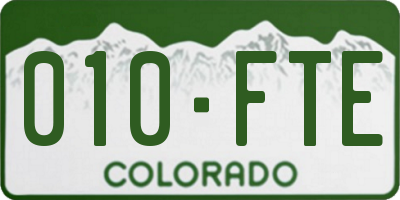 CO license plate 010FTE