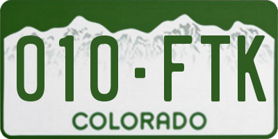 CO license plate 010FTK