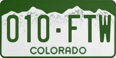 CO license plate 010FTW