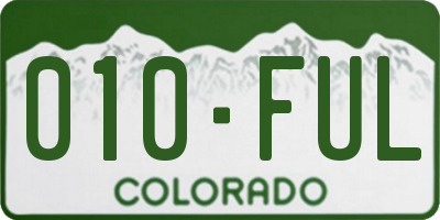 CO license plate 010FUL