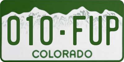 CO license plate 010FUP