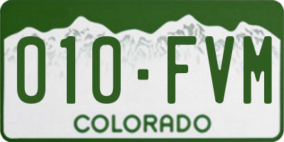 CO license plate 010FVM