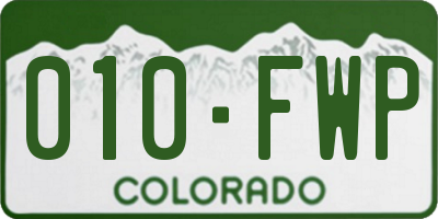 CO license plate 010FWP