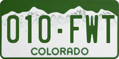 CO license plate 010FWT