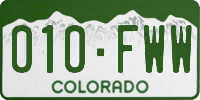 CO license plate 010FWW