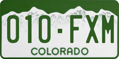 CO license plate 010FXM