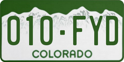 CO license plate 010FYD