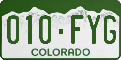 CO license plate 010FYG