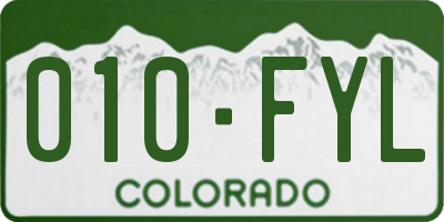 CO license plate 010FYL