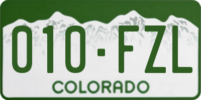 CO license plate 010FZL