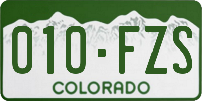 CO license plate 010FZS