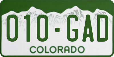 CO license plate 010GAD