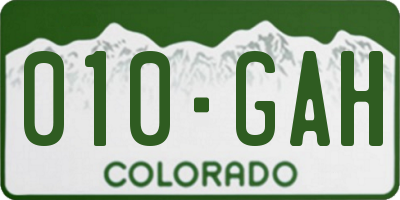 CO license plate 010GAH