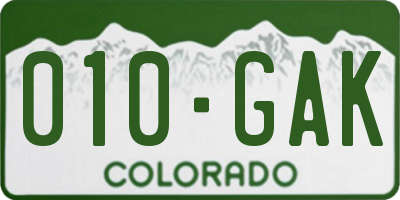 CO license plate 010GAK
