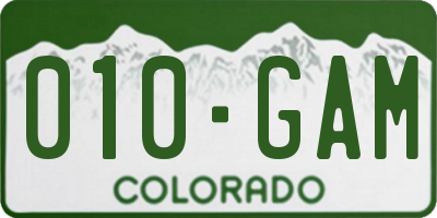 CO license plate 010GAM