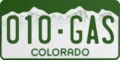 CO license plate 010GAS