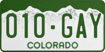 CO license plate 010GAY