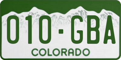 CO license plate 010GBA
