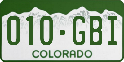 CO license plate 010GBI