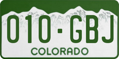 CO license plate 010GBJ