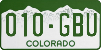 CO license plate 010GBU