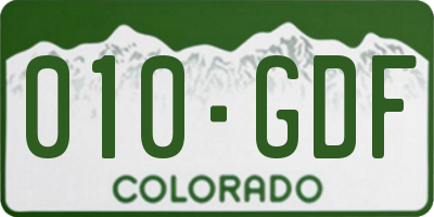 CO license plate 010GDF