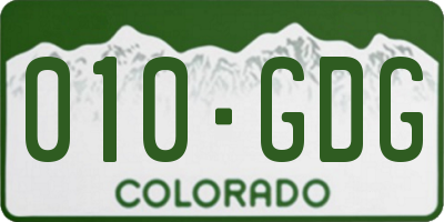 CO license plate 010GDG