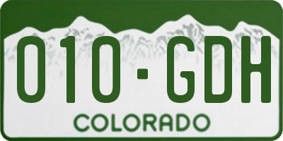 CO license plate 010GDH