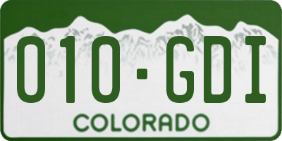 CO license plate 010GDI