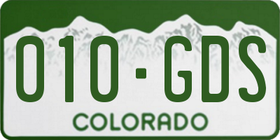 CO license plate 010GDS