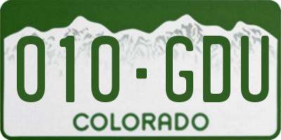 CO license plate 010GDU