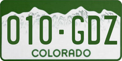 CO license plate 010GDZ