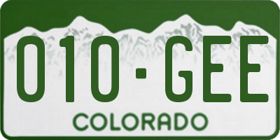 CO license plate 010GEE