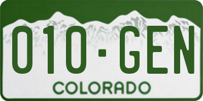 CO license plate 010GEN