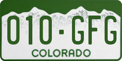 CO license plate 010GFG