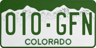 CO license plate 010GFN