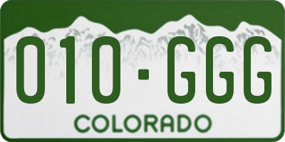 CO license plate 010GGG
