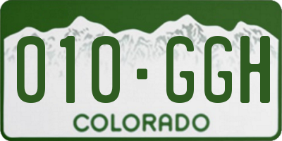CO license plate 010GGH