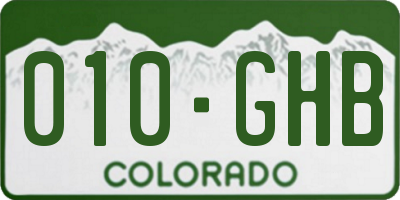 CO license plate 010GHB