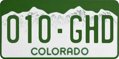 CO license plate 010GHD