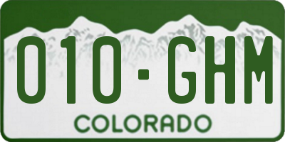 CO license plate 010GHM