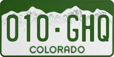 CO license plate 010GHQ