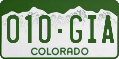 CO license plate 010GIA