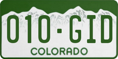 CO license plate 010GID