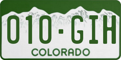 CO license plate 010GIH