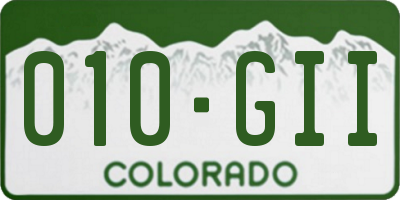 CO license plate 010GII