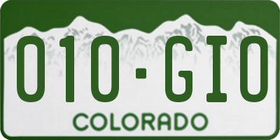 CO license plate 010GIO