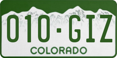 CO license plate 010GIZ